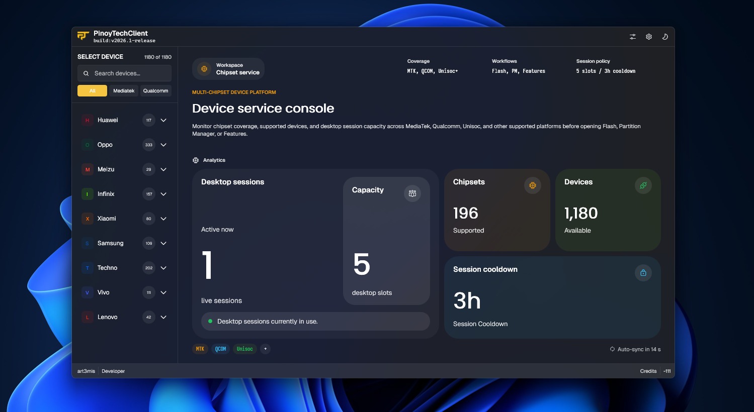 PinoyTechClient desktop dashboard